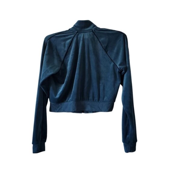 Fashion Nova Y2K Velvet Velour Crop Teal Jacket M - Picture 2 of 6